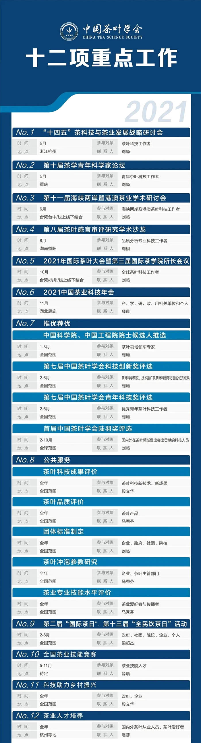有关于重要公告｜中国茶叶学会发布2021年十二项重点工作的最新资讯