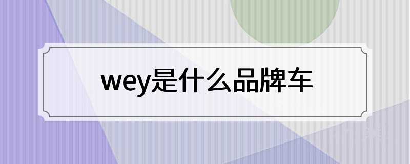 wey是什么品牌车