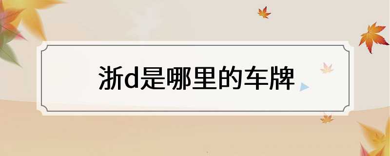 浙d是哪里的车牌