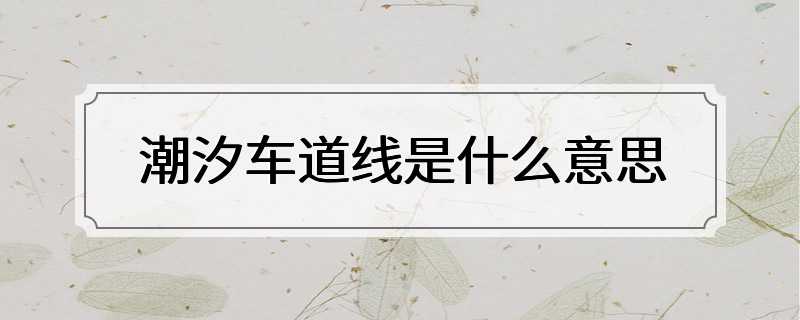 潮汐车道线是什么意思