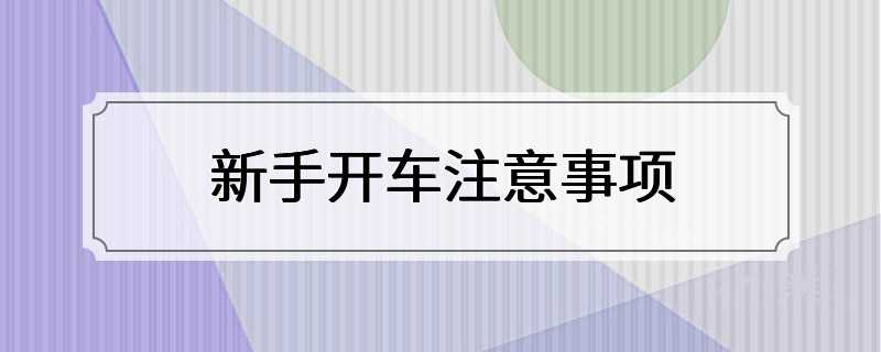 新手开车注意事项