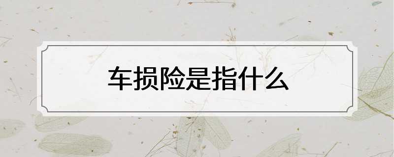 车损险是指什么