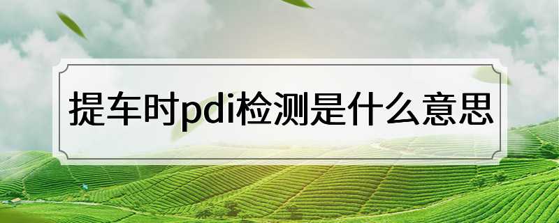 提车时pdi检测是什么意思