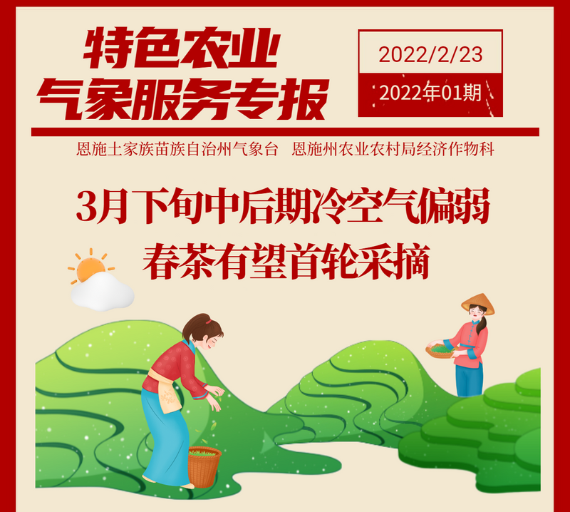 关于恩施州春茶采摘期预报！恩施州特色农业气象服务专报01期的消息