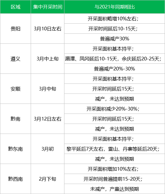 关于2022年贵州春茶产销第一期预报出炉的相关信息(2)