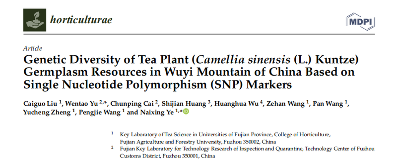 有关于武夷山茶树种质资源的遗传多样性研究的最新消息