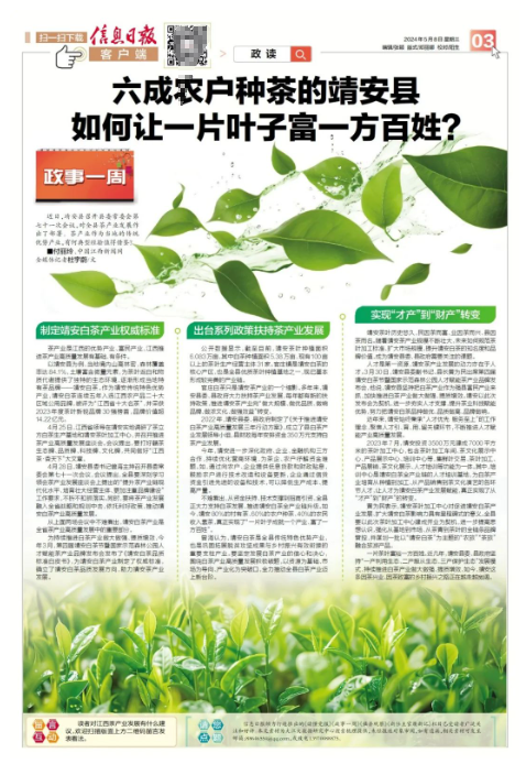 有关于全县六成农户种茶 曾海:将茶产业发展融入全省战略和规划中的消息
